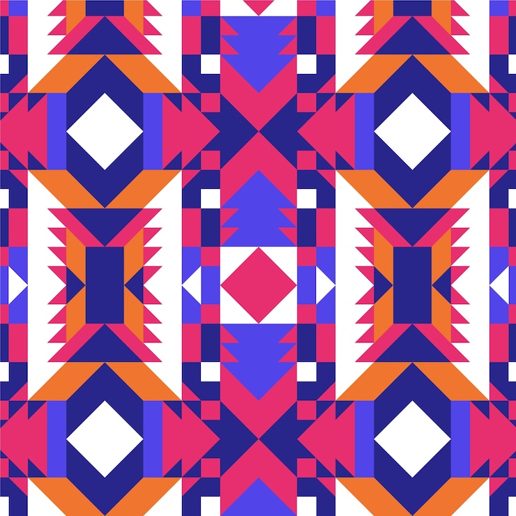 Vector gratuito patrón geométrico colorido de diseño plano