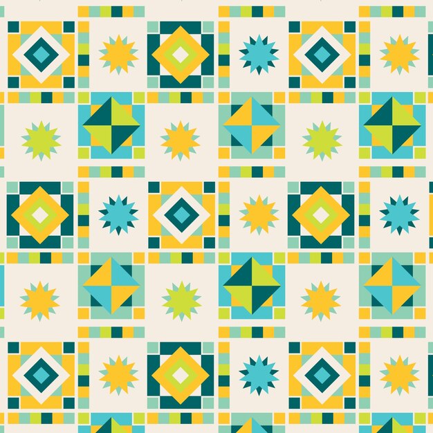 Patrón geométrico colorido de diseño plano