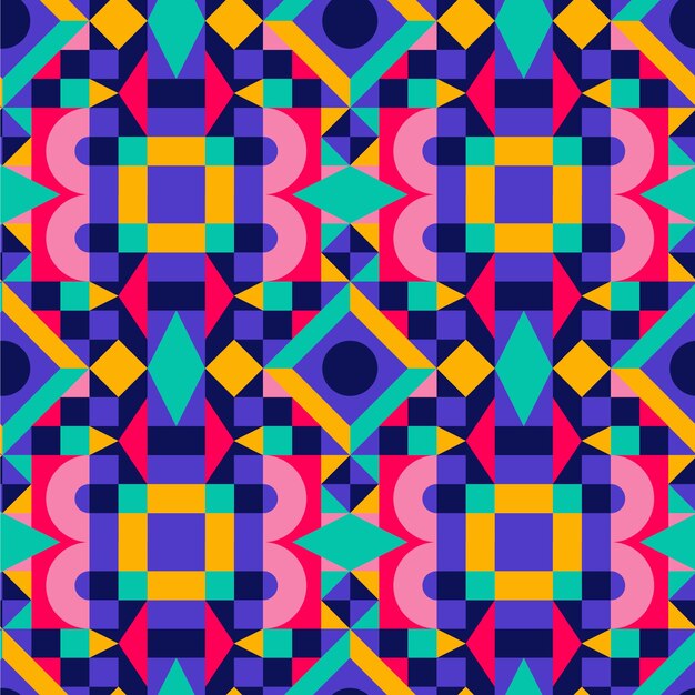 Patrón geométrico colorido de diseño plano
