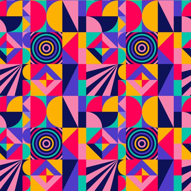 Patrón geométrico colorido de diseño plano
