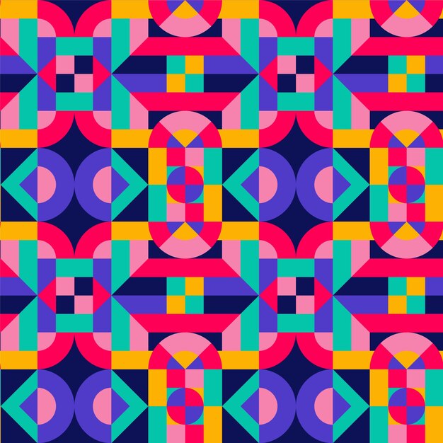 Patrón geométrico colorido de diseño plano
