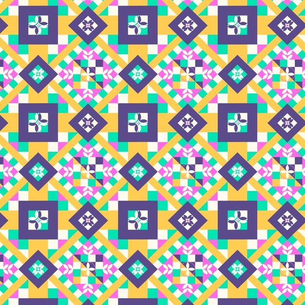 Patrón geométrico colorido de diseño plano