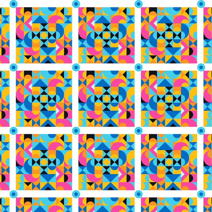Vector gratuito patrón geométrico colorido de diseño plano