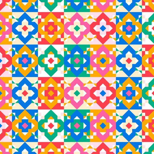 Patrón geométrico colorido de diseño plano