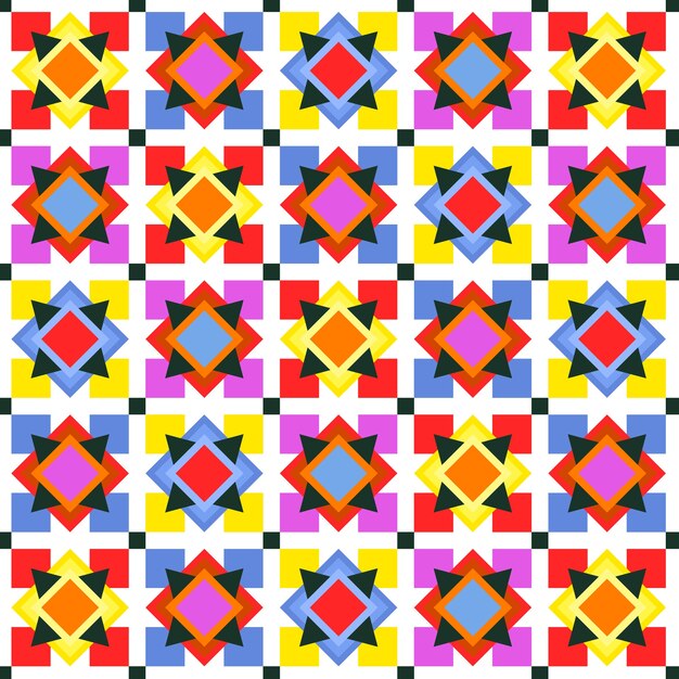 Patrón geométrico colorido de diseño plano