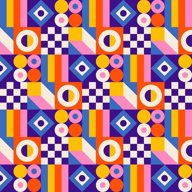 Patrón geométrico colorido de diseño plano