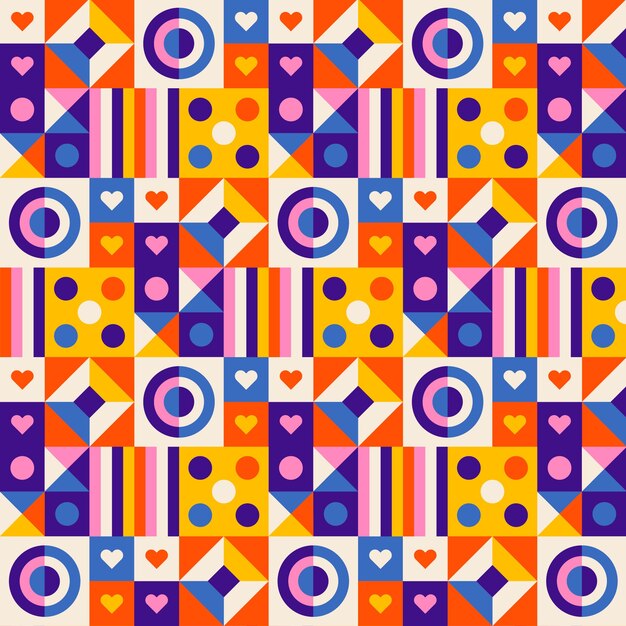 Patrón geométrico colorido de diseño plano