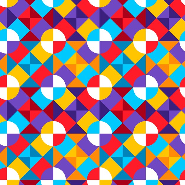 Patrón geométrico colorido de diseño plano