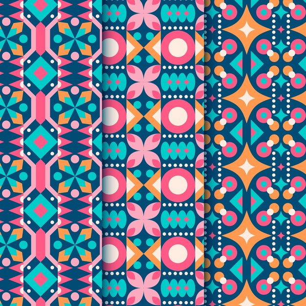 Patrón geométrico colorido de diseño plano