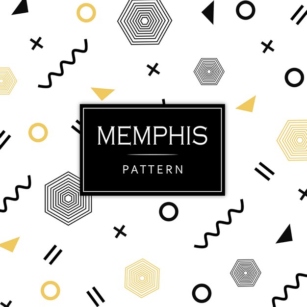 Patrón geométrico negro y dorado de Memphis