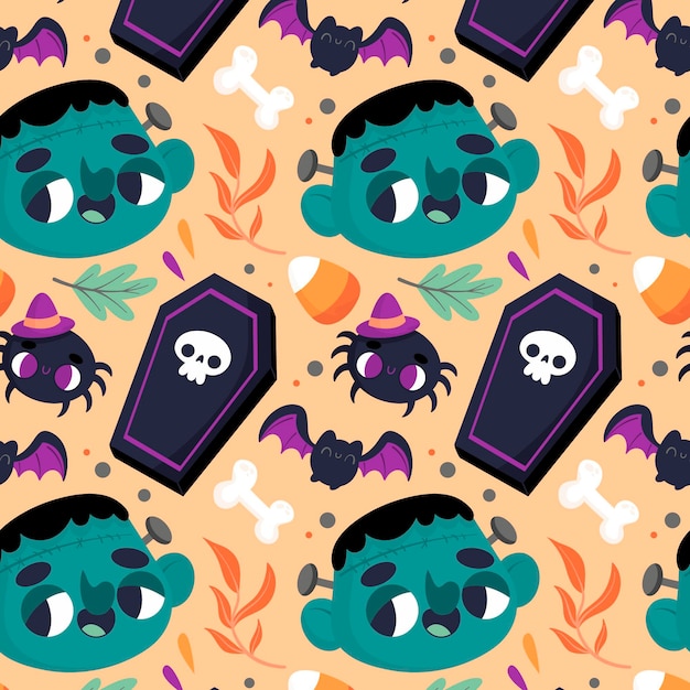 Patrón de halloween con elementos de miedo