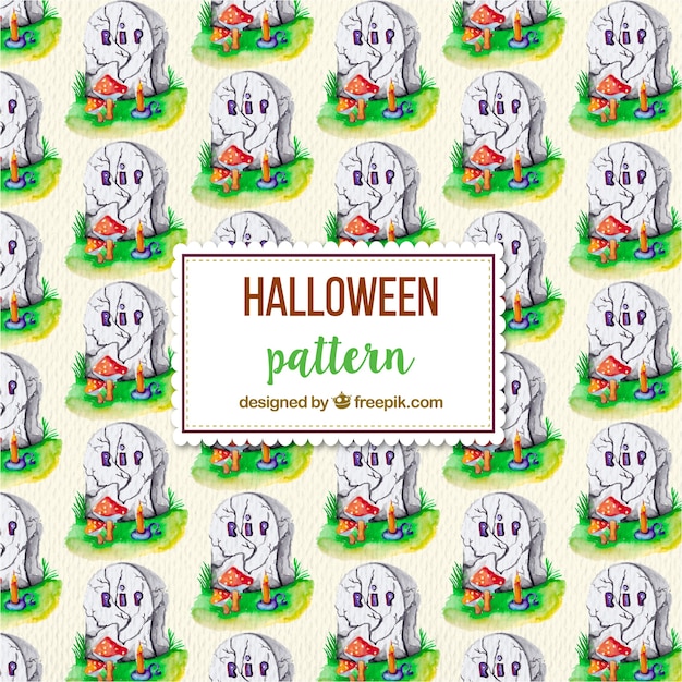 Vector gratuito patrón de halloween fantástico con tumbas