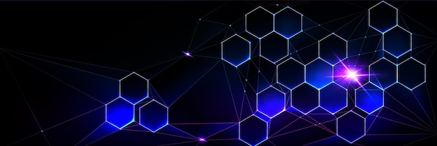 Patrón hexagonal abstracto sobre un fondo negro
