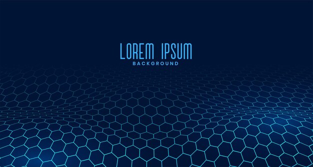 Patrón hexagonal azul digital que fluye en un diseño de forma ondulada