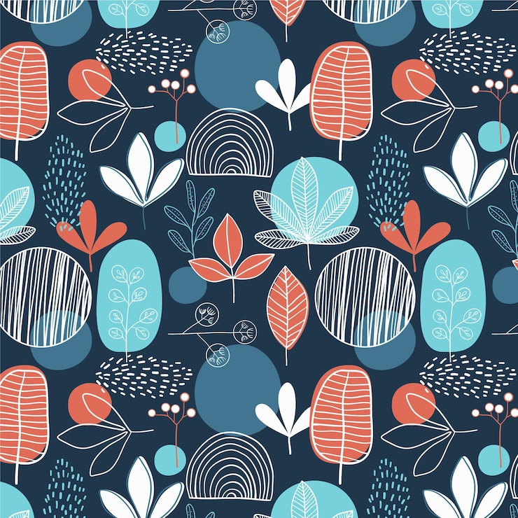 Vector gratuito patron para hojas abstractas dibujadas a mano
