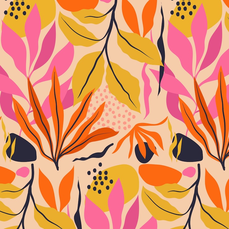 Vector gratuito patrón de hojas abstractas dibujadas a mano