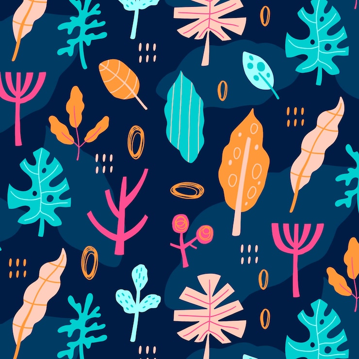 Vector gratuito patron para hojas abstractas dibujadas a mano