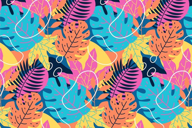 Patrón de hojas abstractas dibujadas a mano