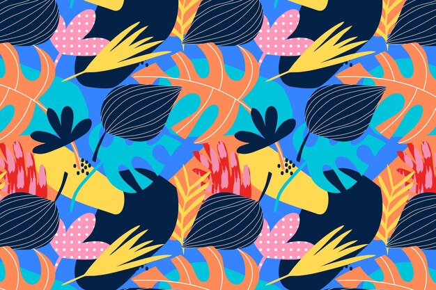 Patrón de hojas abstractas dibujadas a mano