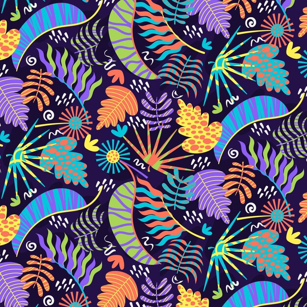 Patrón de hojas abstractas dibujado a mano