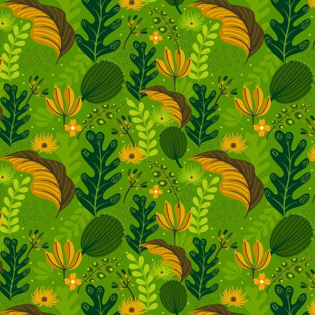 Patrón de hojas abstractas dibujado a mano