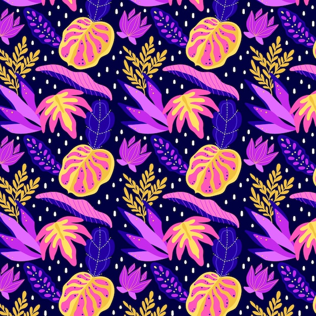 Patrón de hojas abstractas dibujado a mano