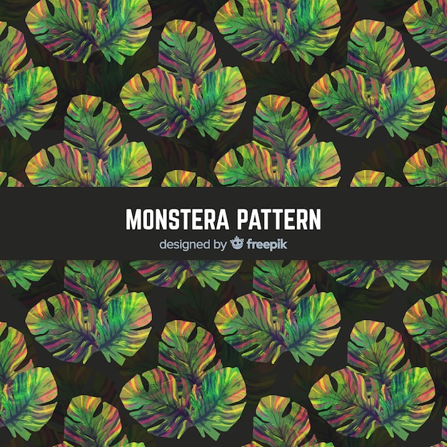 Patrón hojas de monstera acuarela