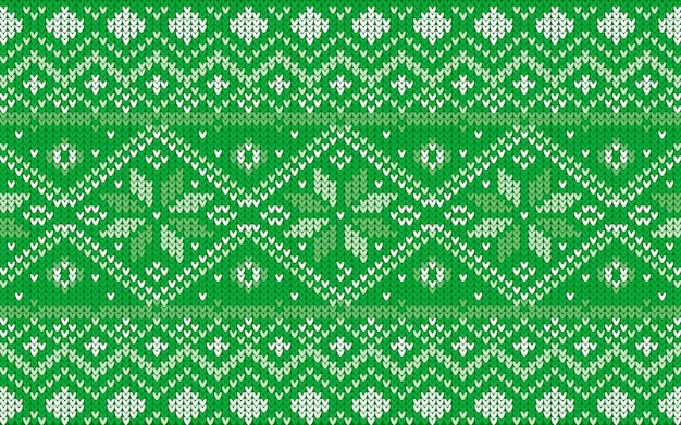 Patrón de jaquard para Navidad con copos de nieve en verde