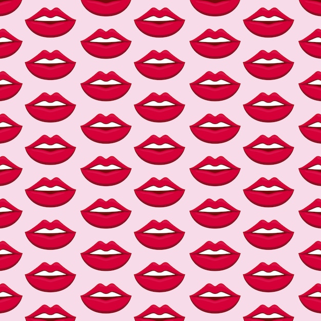 Vector gratuito patrón de labios femeninos de sensualidad.