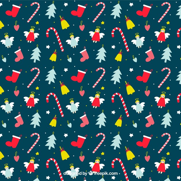 Patrón lindo de navidad dibujado a mano
