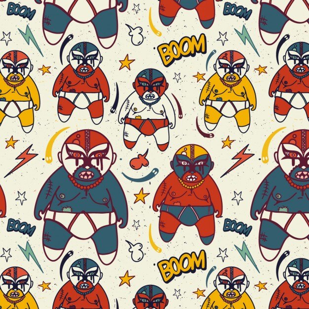 Patrón de la lucha libre mexicana con luchadores