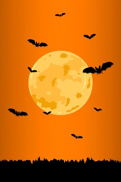 Vector gratuito patrón de luna llena en vector de fondo naranja de halloween