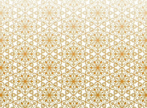 Vector gratuito patrón de mandala floral dorado étnico sobre fondo blanco