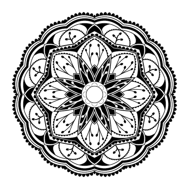 Patrón de mandala negro sobre fondo blanco