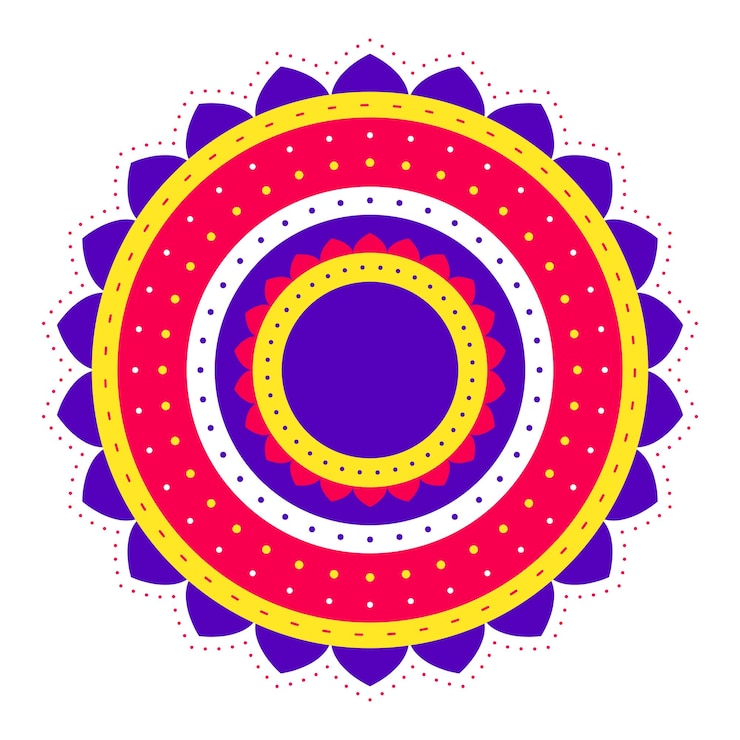 Vector gratuito patrón de mandala rangoli redondo étnico en el arte indio