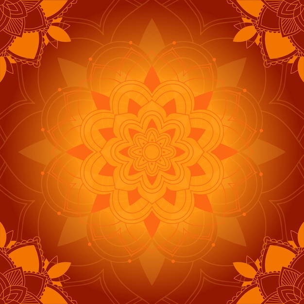 Vector gratuito patrón de mandala sobre fondo naranja