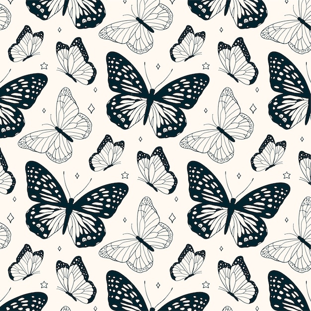 Patrón de mariposa dibujado a mano