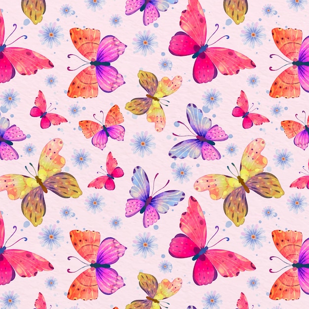 Vector gratuito patrón de mariposa pintado a mano
