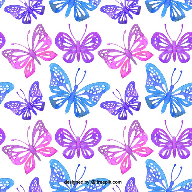 Patrón de mariposas decorativas de acuarela 