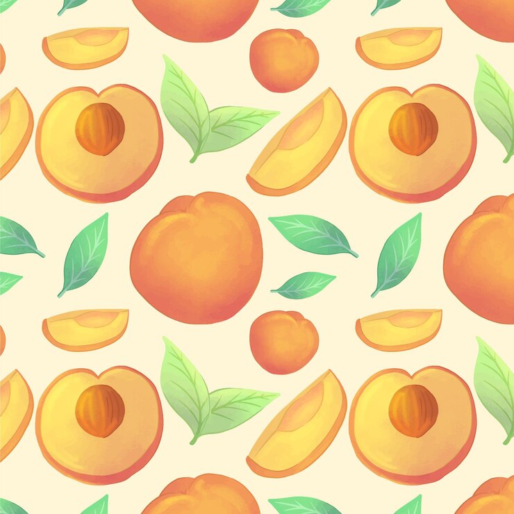 Vector gratuito patrón de melocotón acuarela pintado a mano