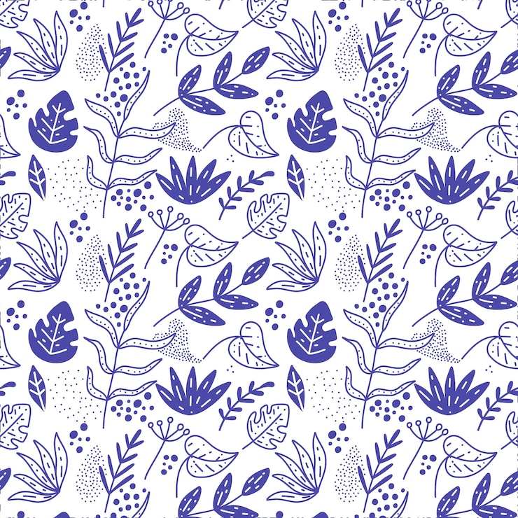 Vector gratuito patrón monocromático floral