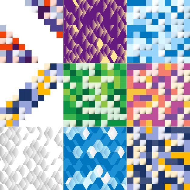 Patrón de mosaico azul con una ilustración de vector de degradado de color de mosaico adecuado para proyectos de diseño paquete de 17