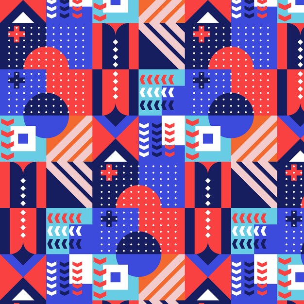 Patrón de mosaico geométrico de diseño plano dibujado a mano