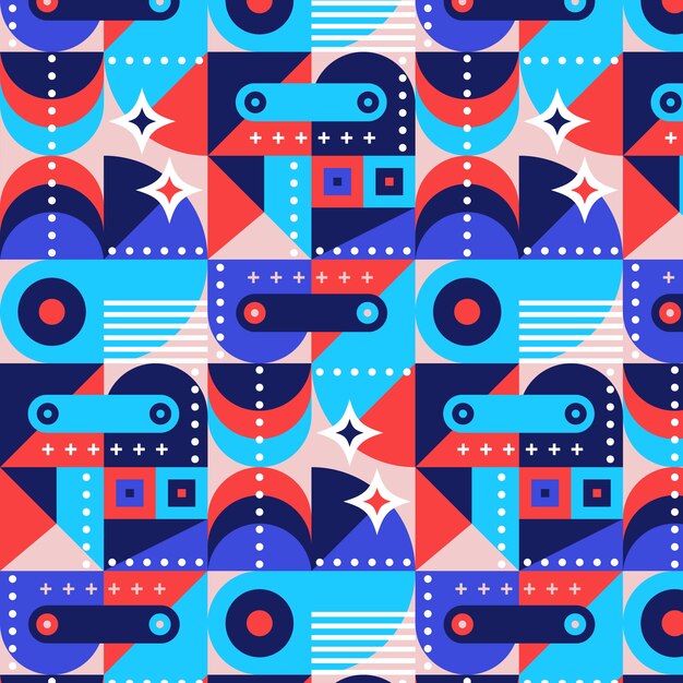 Patrón de mosaico geométrico de diseño plano dibujado a mano