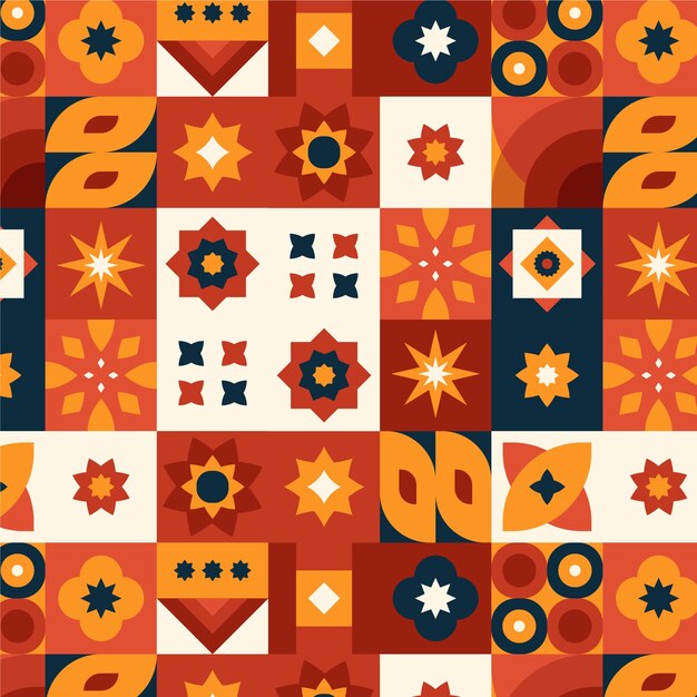 Patrón de mosaico geométrico de diseño plano