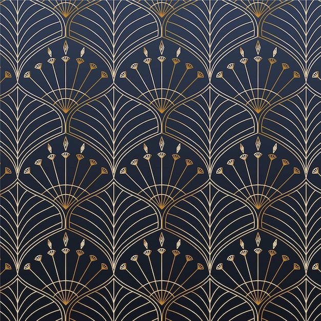 Patrón de motivo dorado degradado art deco