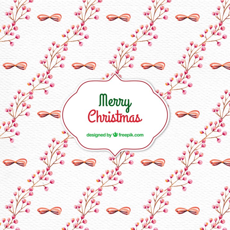 Vector gratuito patrón de navidad en acuarela con rama