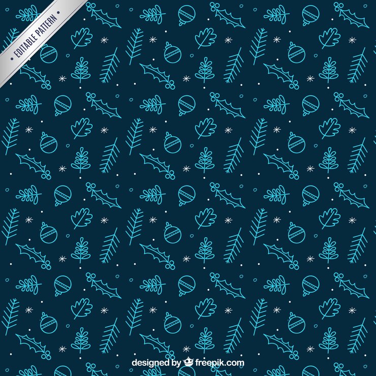 Vector gratuito patrón de navidad azul dibujado a mano