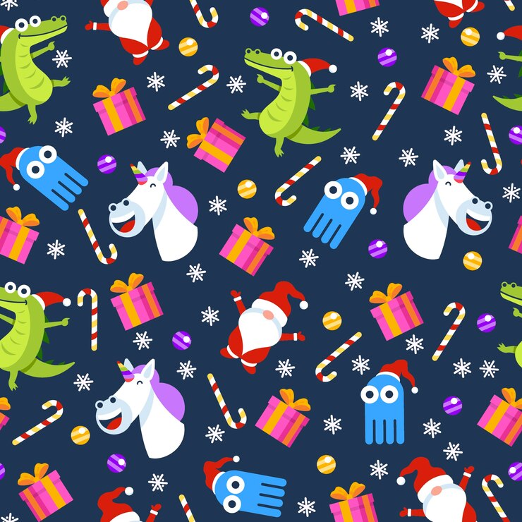 Vector gratuito patrón de navidad divertido colorido
