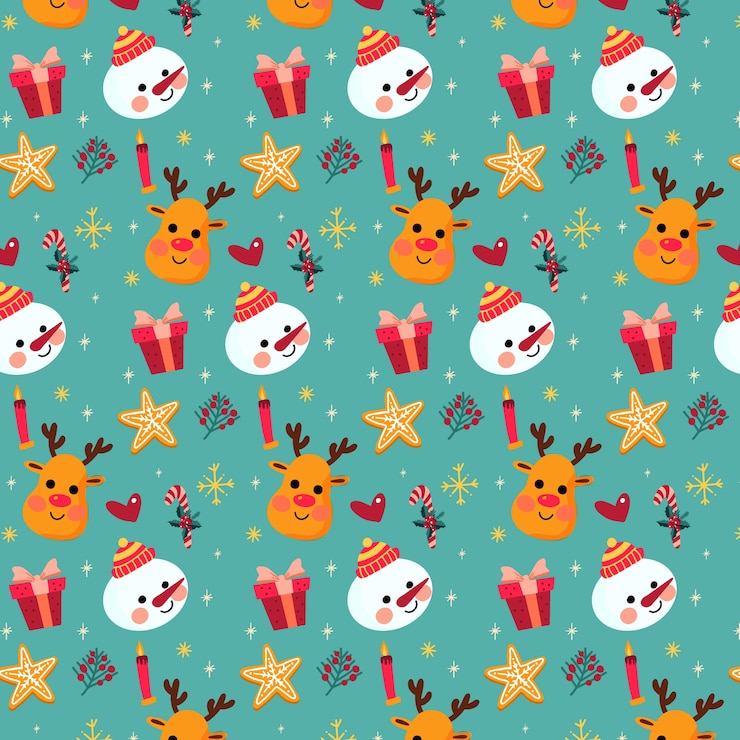 Vector gratuito patrón de navidad divertido colorido
